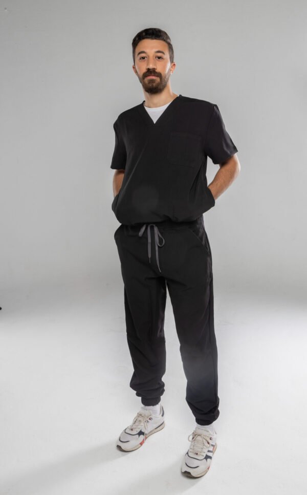 V neck Scrub - Black - Image 4