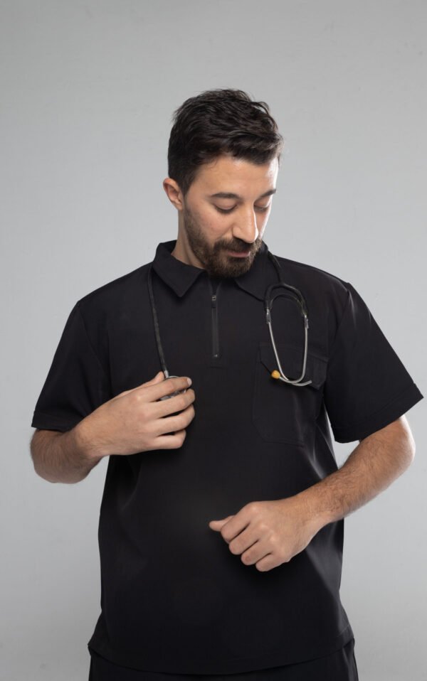 Zipper polo Scrub- Black - Image 2