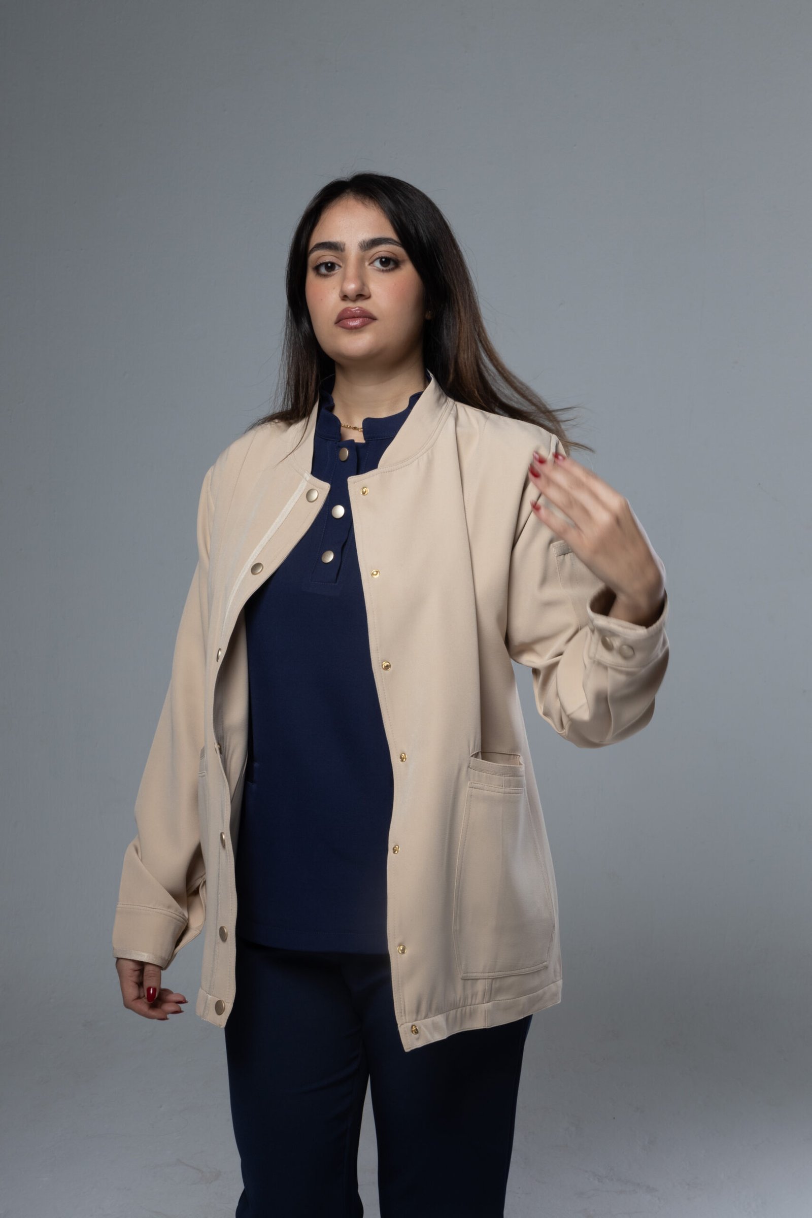 Lab coat with buttons - Beige