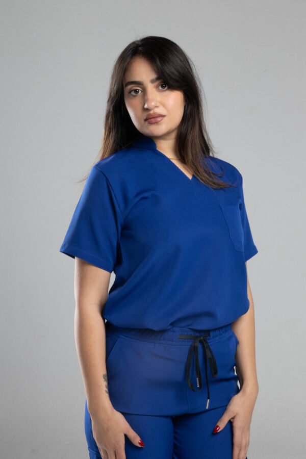 V neck Half collar Scrub - Royal blue - Image 3