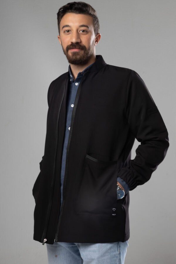 Lab coat with buttons - Black - Image 3