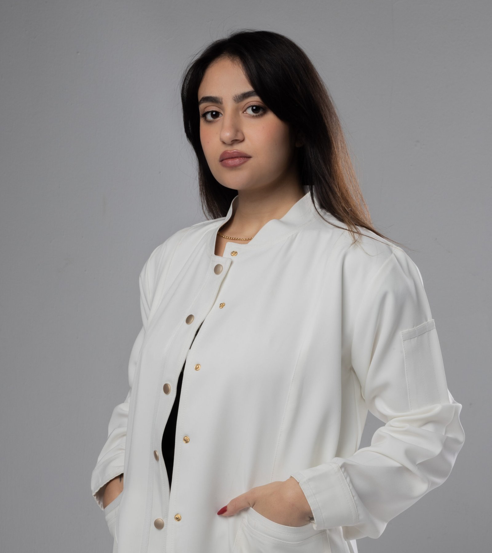 Lab coat with buttons - White