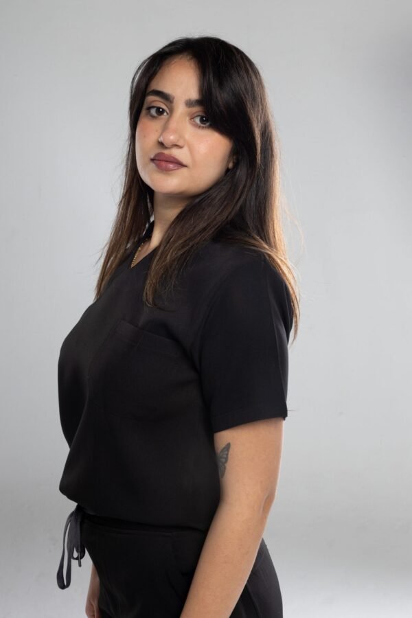 V neck Half collar Scrub - Royal blue