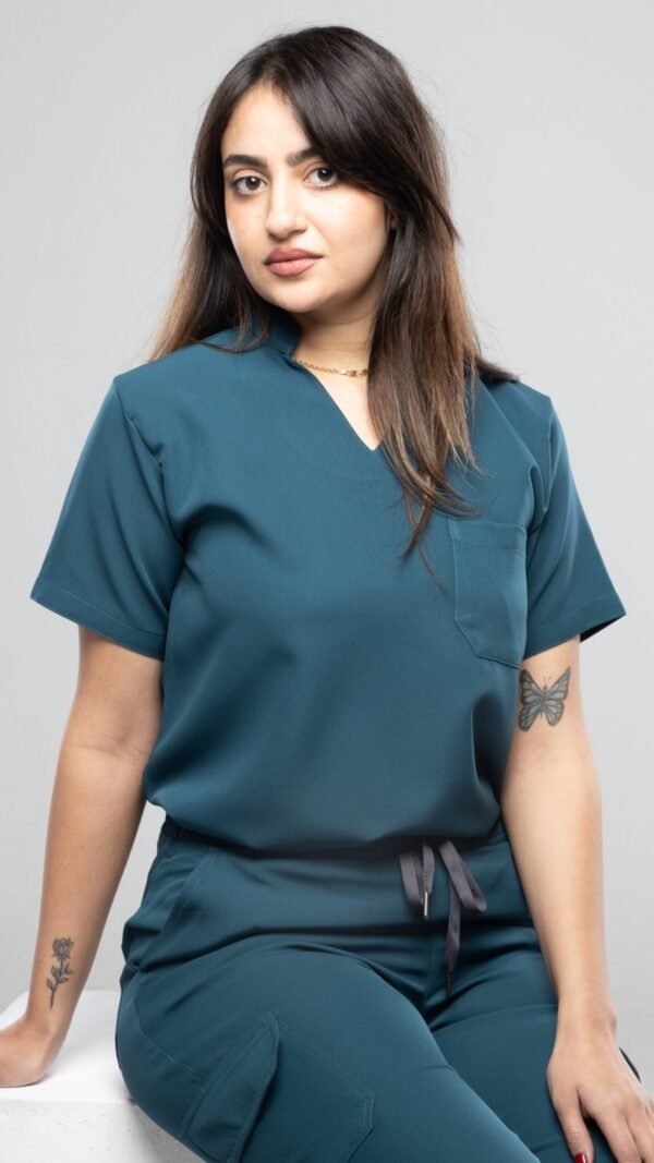 V neck Half collar Scrub