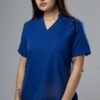 V neck Half collar Scrub - Royal blue
